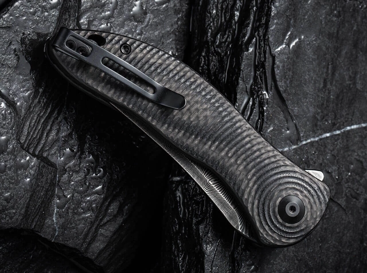 Synergy 3 Damascus G10 CF Black Trailing Point 6 Synergy 3 Damascus G10 CF Black Trailing Point – Bild 4