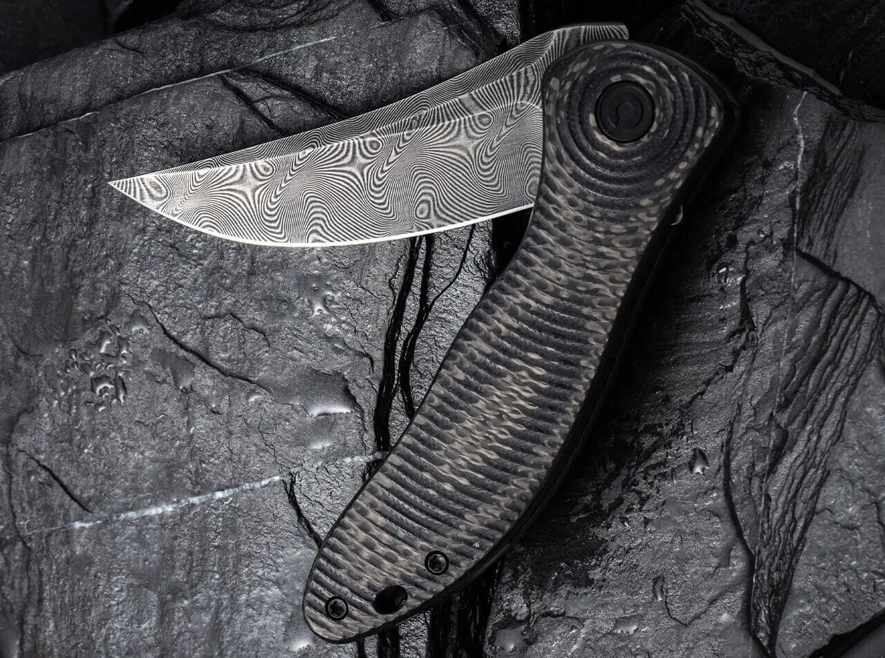 Synergy 3 Damascus G10 CF Black Trailing Point 7 Synergy 3 Damascus G10 CF Black Trailing Point – Bild 5