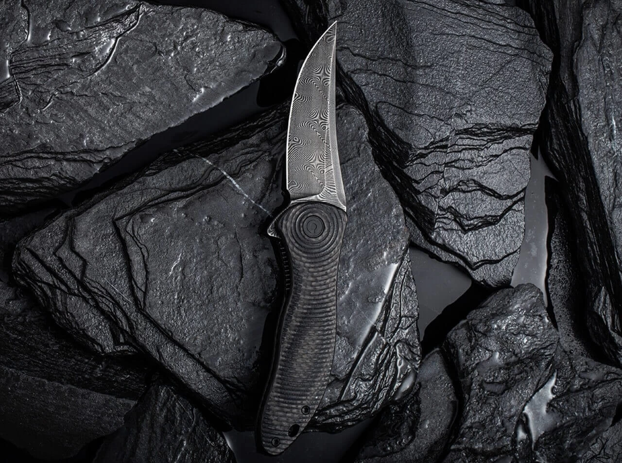 Synergy 3 Damascus G10 CF Black Trailing Point 10 Synergy 3 Damascus G10 CF Black Trailing Point – Bild 8