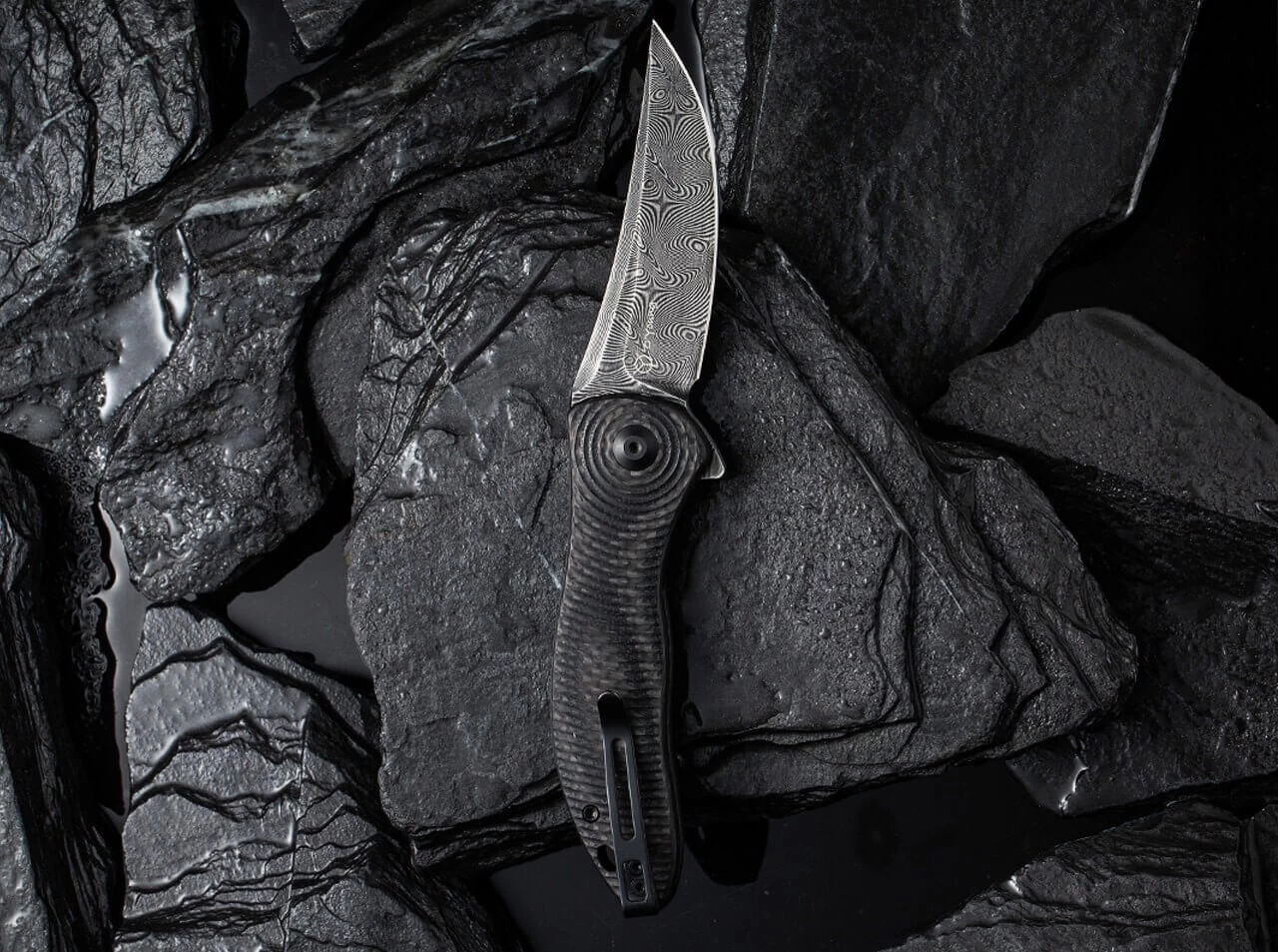 Synergy 3 Damascus G10 CF Black Trailing Point 11 Synergy 3 Damascus G10 CF Black Trailing Point – Bild 9